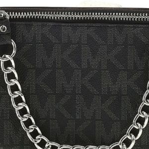 Michael Kors Womens Bag Mk Monogram Fanny Pack with Chain - Black (X-Large)